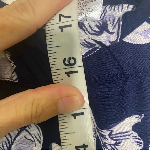 Ellos Size 2X Womens Pull On Palazzo Pants Floral Wide Leg Crop Blue Stretch - Picture 6 of 9